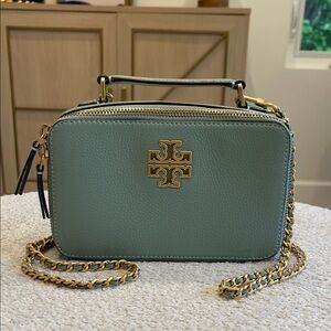Tory Burch Sage Green Leather Britten Crossbody